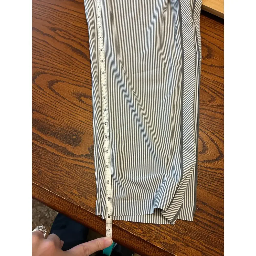 Athleta Brooklyn Textured Ankle Pants Gray Striped Travel Size 14T Tall - Picture 6 of 8